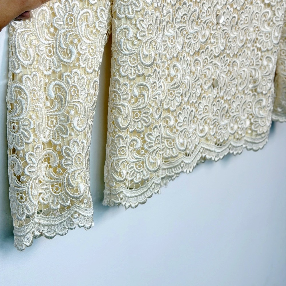 Vintage Talbots Floral Lace Jacket Ivory Cream Size 6 Fairy Ethereal Romantic - Picture 7 of 12
